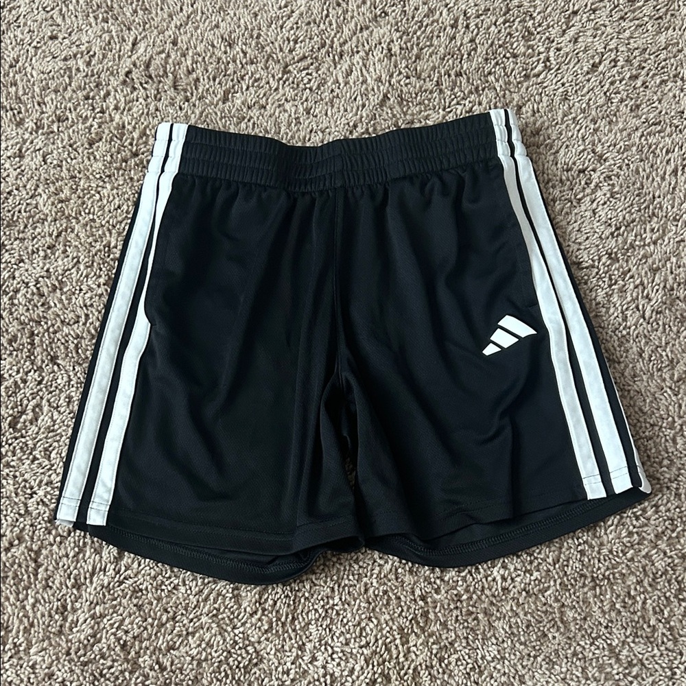 adidas Kids Black Shorts with White Stripes
